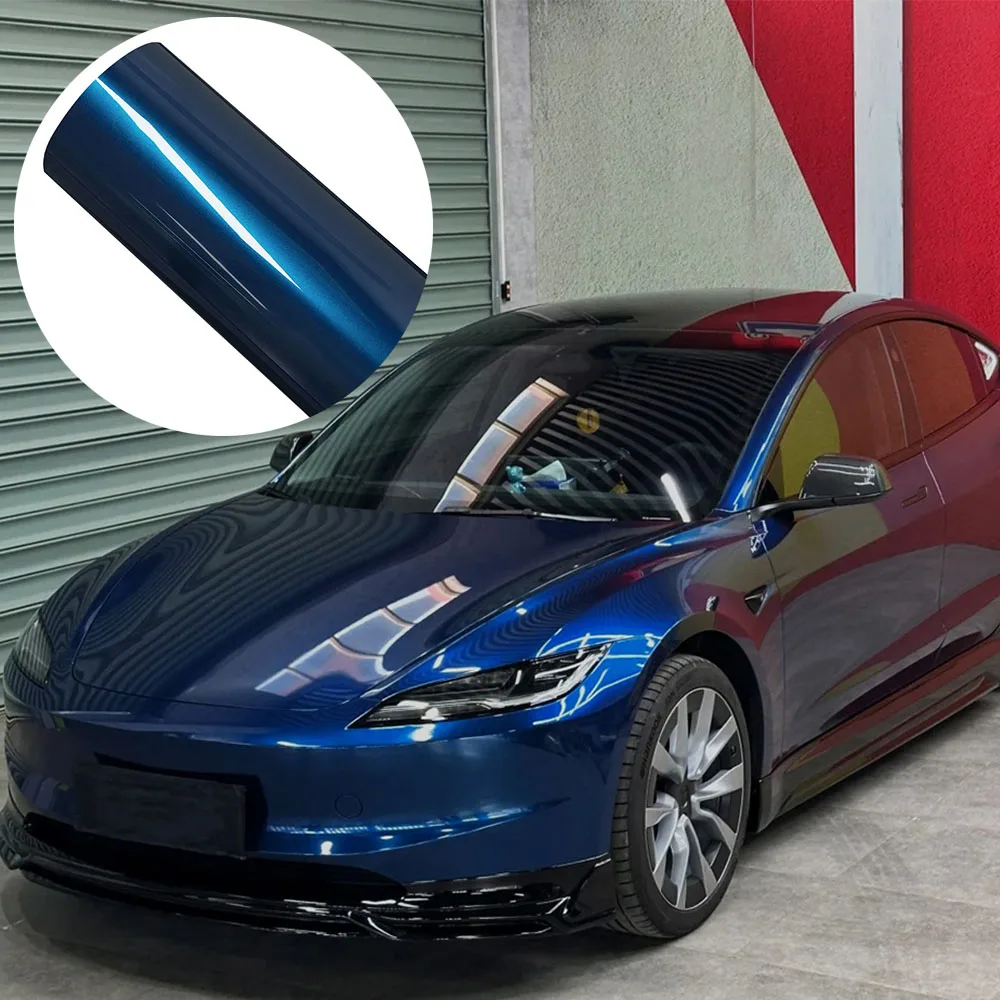 

Car Sticker Shadow Blue Metallice Auto Wrapping Film Color Change Vinyl Film PET Bubble Free Car Accessories PVC Auto Decals