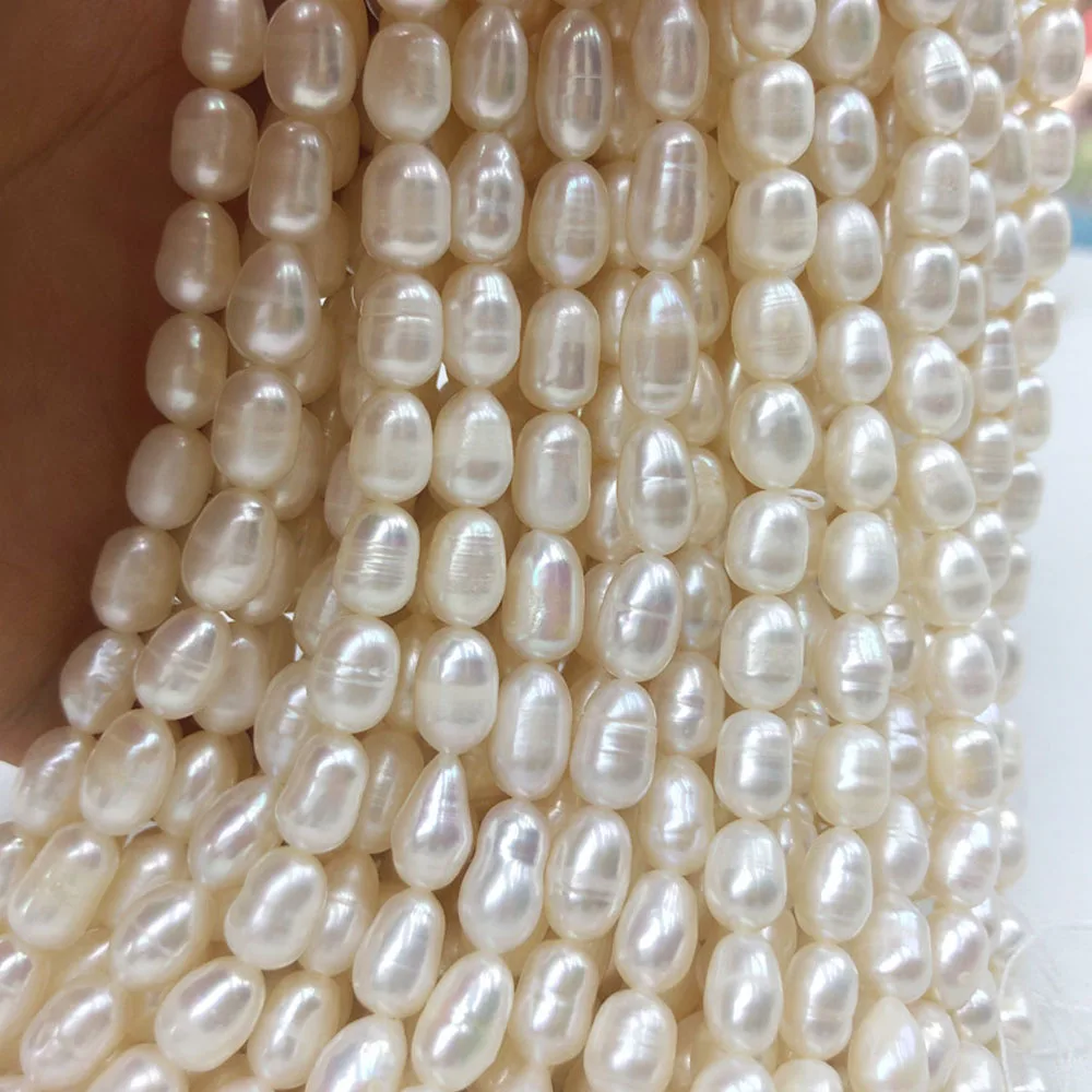 A+ 6-7mm Rice Shape Natural Freshwater Pearl Loose Beads for Jewelry Making Supplies DIY Necklace Bracelet Accessories Wholesale