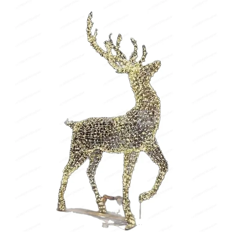 

2025 Christmas deer lighting modeling shopping mall Internet celebrity clock in Christmas decoration props