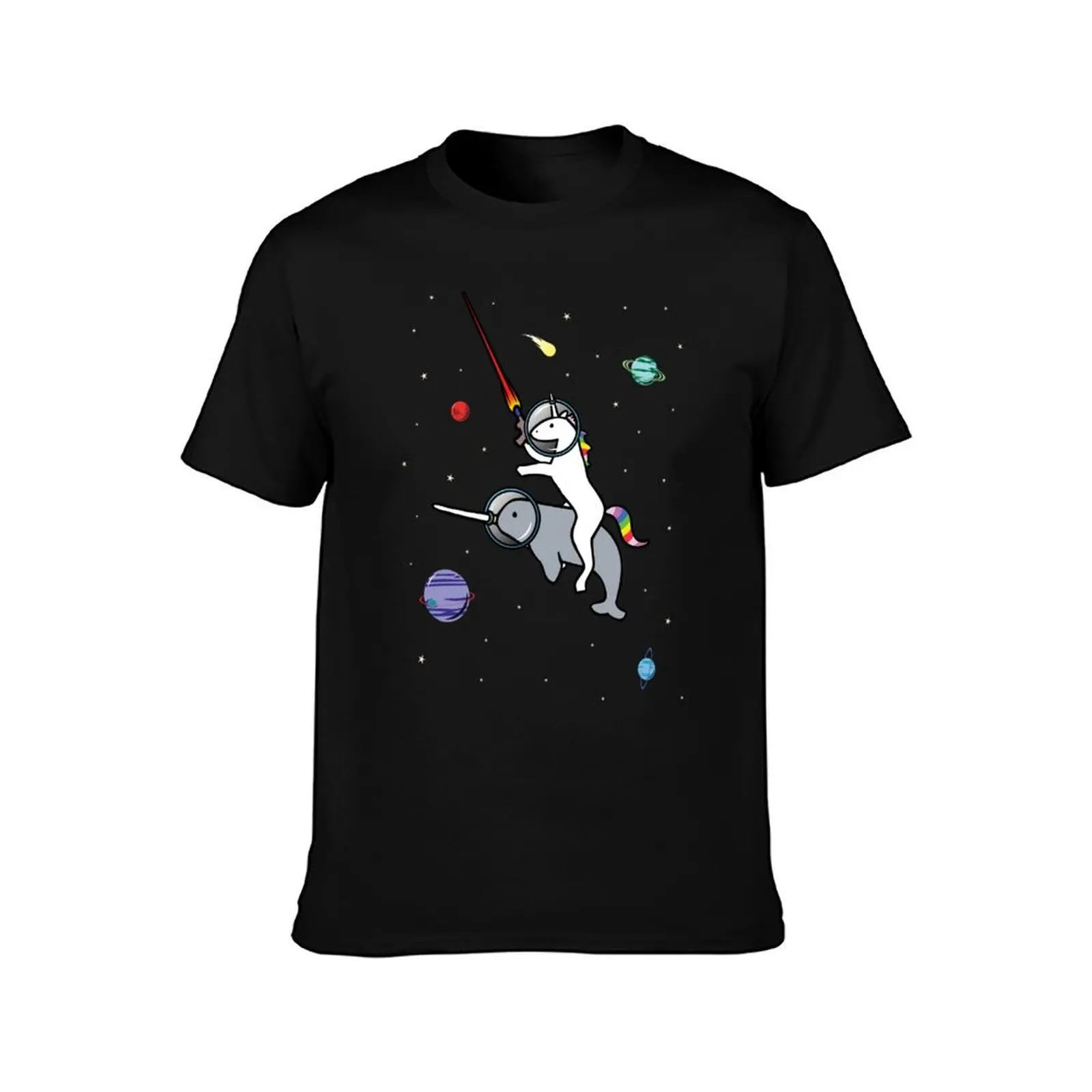 Unicorn Riding Narwhal In Space T-Shirt Lightweight Running T-Shirt