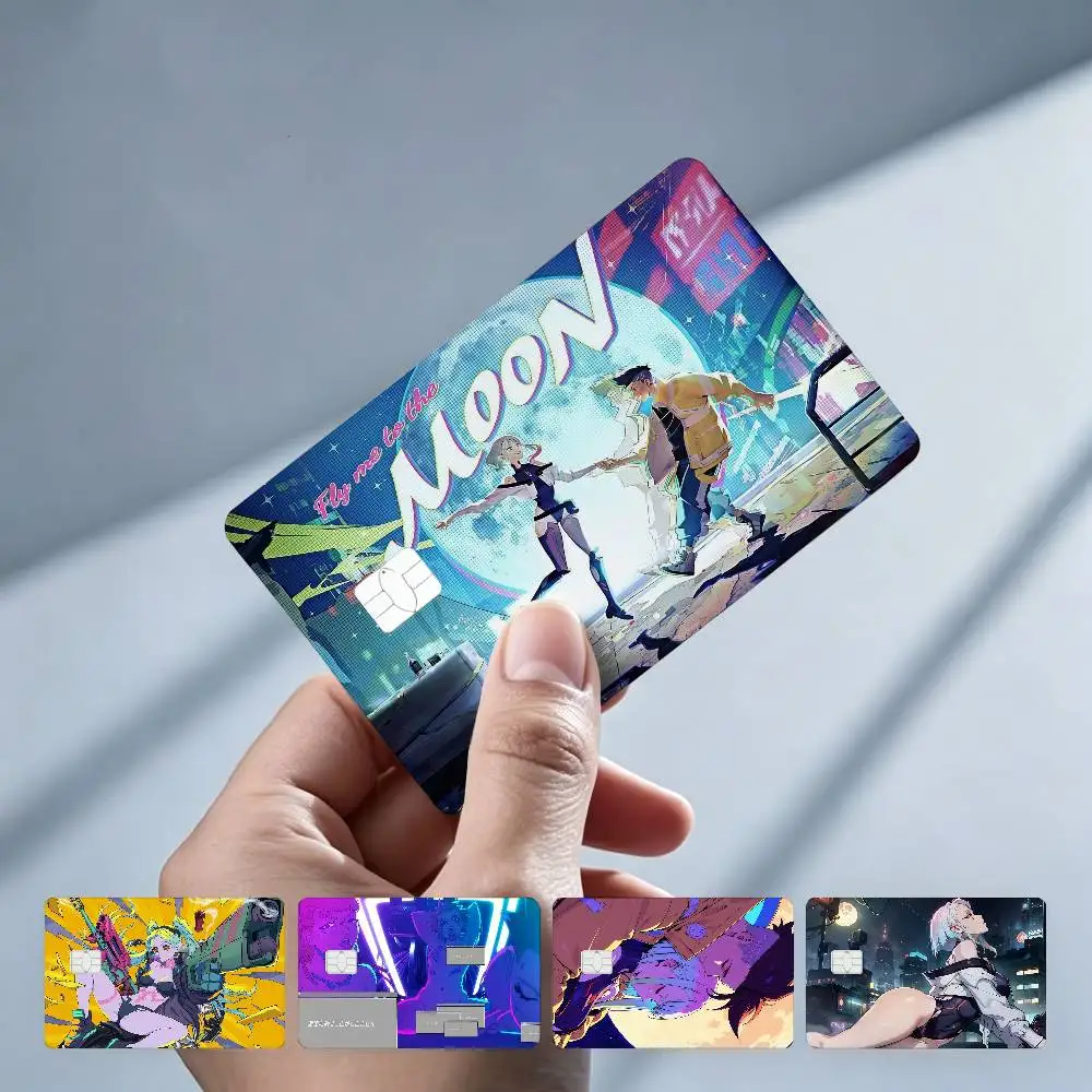 C-Cyberpunk Edgerunners Lucy Game 4Pcs!Fade-Resistant, Wear-Resistant, Scratch-Resistant  Bank Card Sticker (Debit Card)