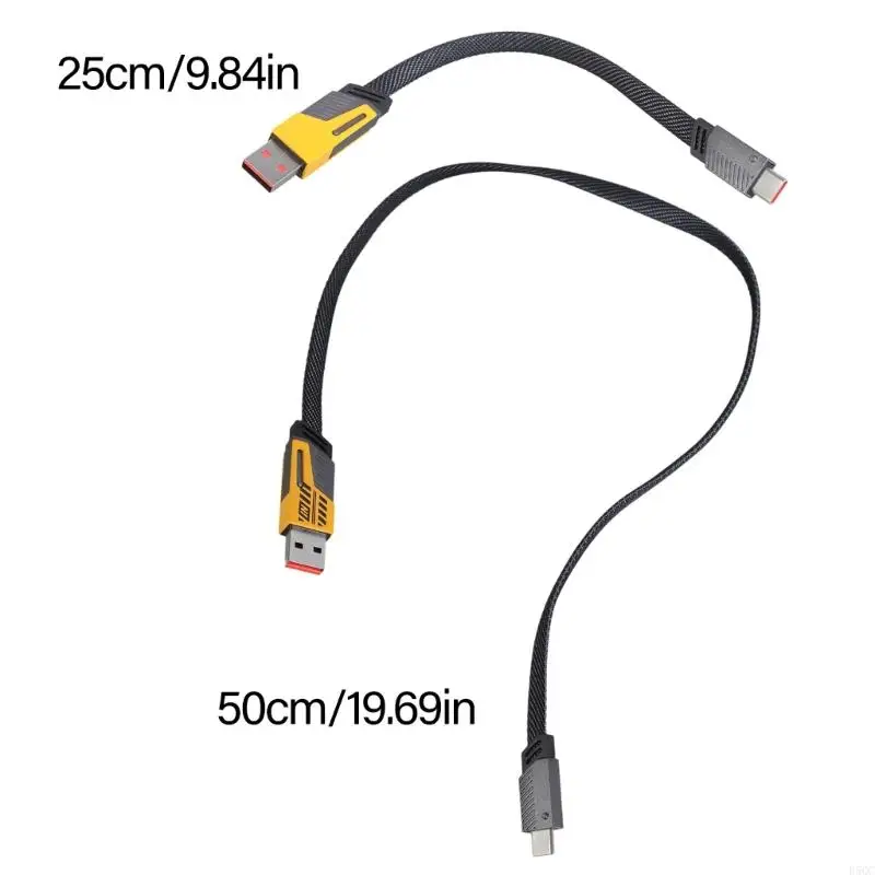 Linha fio transferência dados velocidade rápida 65W carregamento tipo C + USB para Tipo C 2-in-1 Design