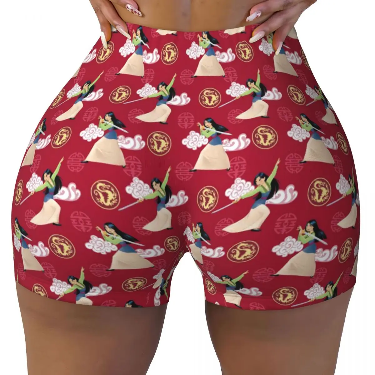 

Custom Mulan Princess Workout Biker Running Shorts Women Gym Yoga Shorts