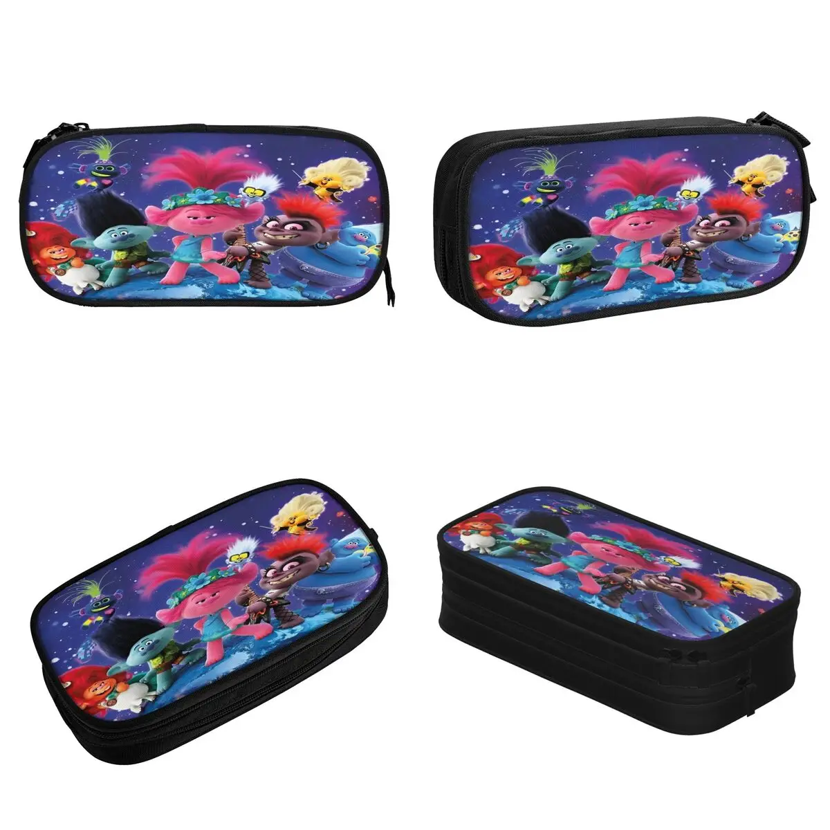 Trousse à crayons Anime Trolls Movie, boîte à stylos de dessin animé, sac pour étudiants, grande capacité, cadeau scolaire, nouveau