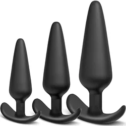 Korek Analny Silicone Analplug Plug Pack of 3 but plug Training Set for Beginners Users with Flared Prostate Sex Toys Butplug