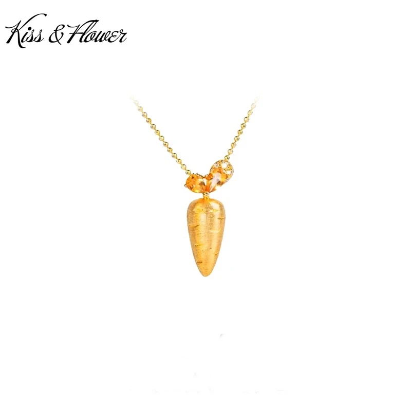 

KISS&FLOWER Gold Carrot Necklace Pendants For Women Wedding Party Birthday Christmas Bride Mother Girl Kids Ladies Gifts PD227