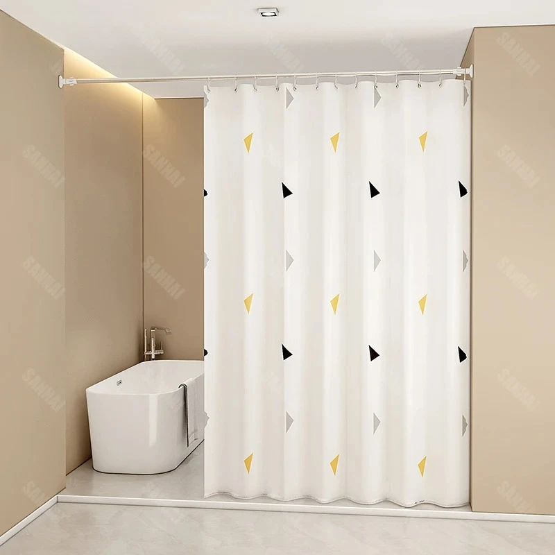 ‌Heavy Duty PEVA Shower Curtain Set-Waterproof Mildew Proof Bathroom Rod with No Drill Hooks Anti-Fog Partition for Tub & Toilet