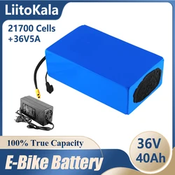 LiitoKala 36V 40Ah 21700 5000mah 10S8P 1000W lithium battery pack high power battery 42V Ebike electric bicycle + 42V 5A