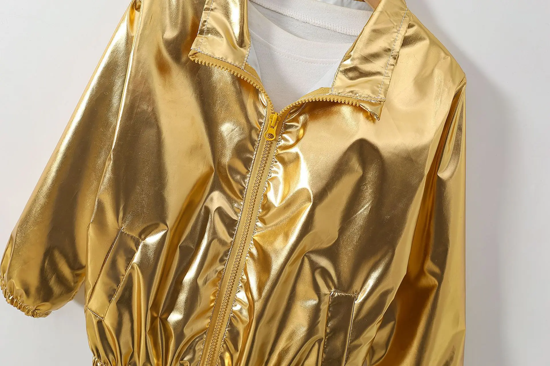 Mädchenjacke für 5-12 Jahre, Herbst, dünn, farbenfroh, glänzend, wasserdicht, Reißverschluss, Revers, Mädchen-Oberbekleidung, neue Kinderkleidung – Detail 22