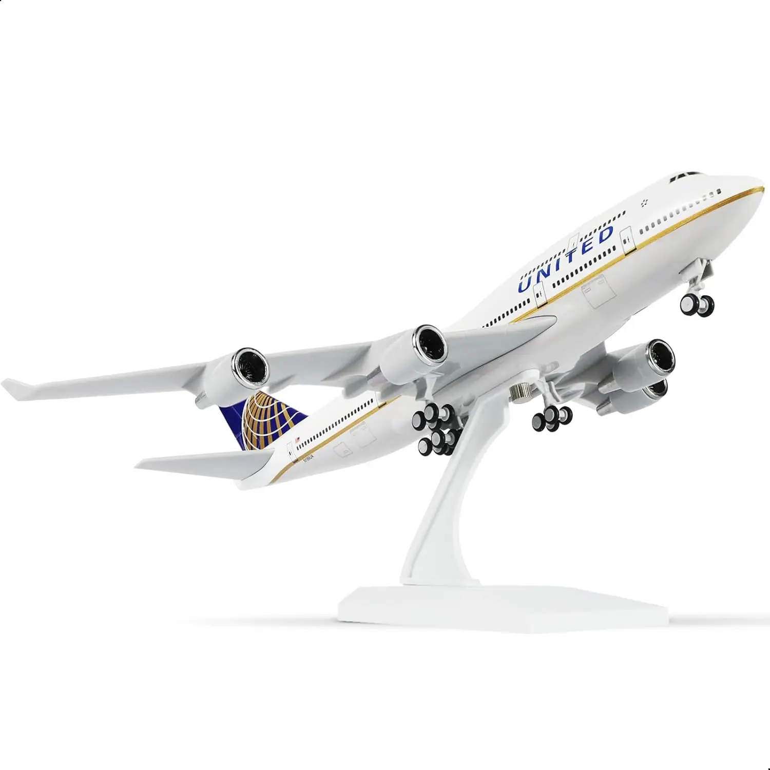

1/240 Scale United B747 Diecast Resin Airplane Model Kit (30cm L) with Display Stand for Adult Aviation Gift or Decorations