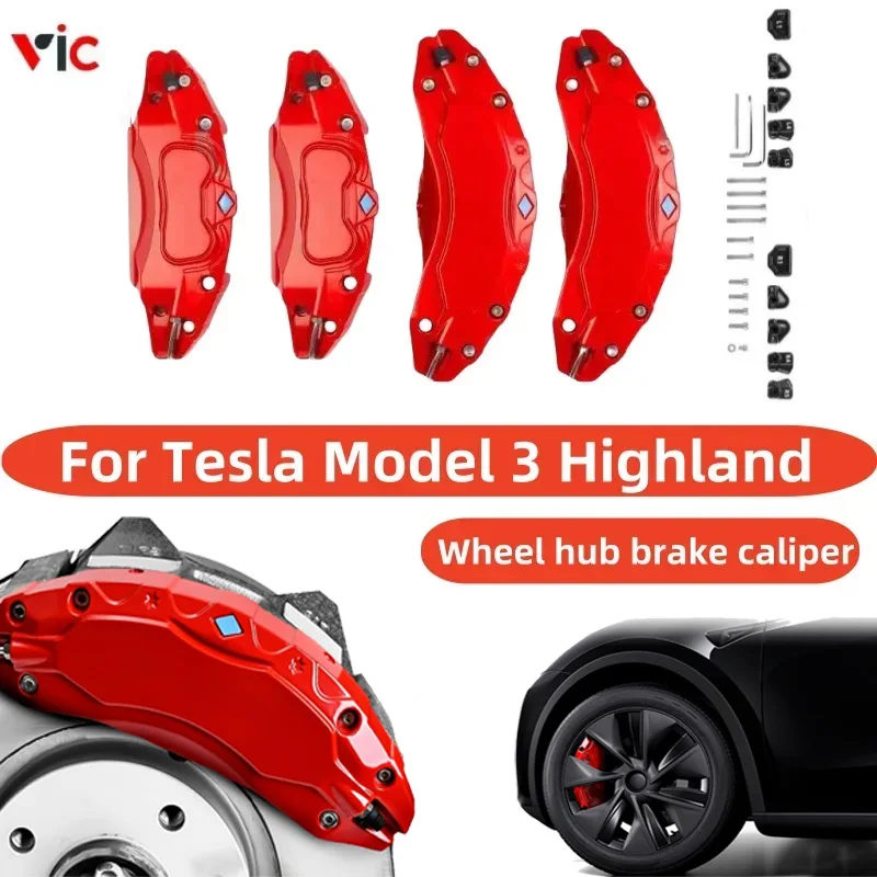 

Compatible for Tesla Model 3 Highland 2024 Front and Rear Brake Caliper Covers,Enhanced Cooling Caliper Protector Kit 4PCS