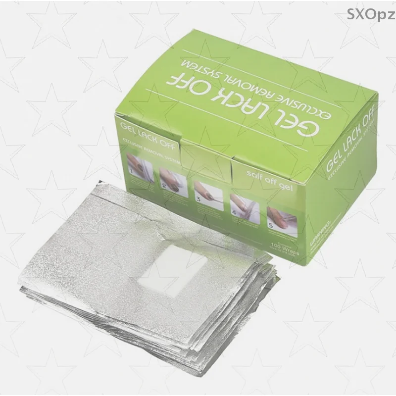 100 pz/scatola Nail Art Foil Polish Rimozione Foil Gel Wraps Remover Soak Off Foil Acrilico Nail Removal Wraps