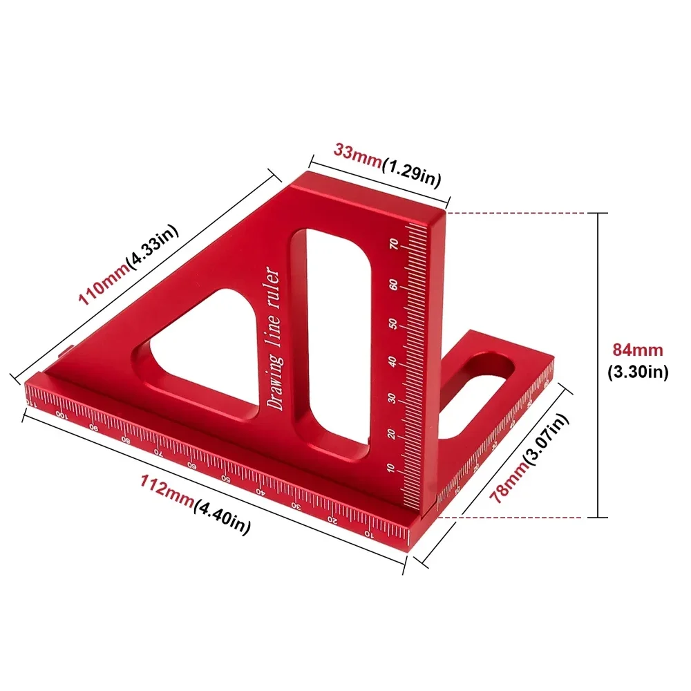 Aluminum Alloy Woodworking Square Protractor Miter Triangle Ruler High Precision Layout Measuring Tool for Engineer Carpenter