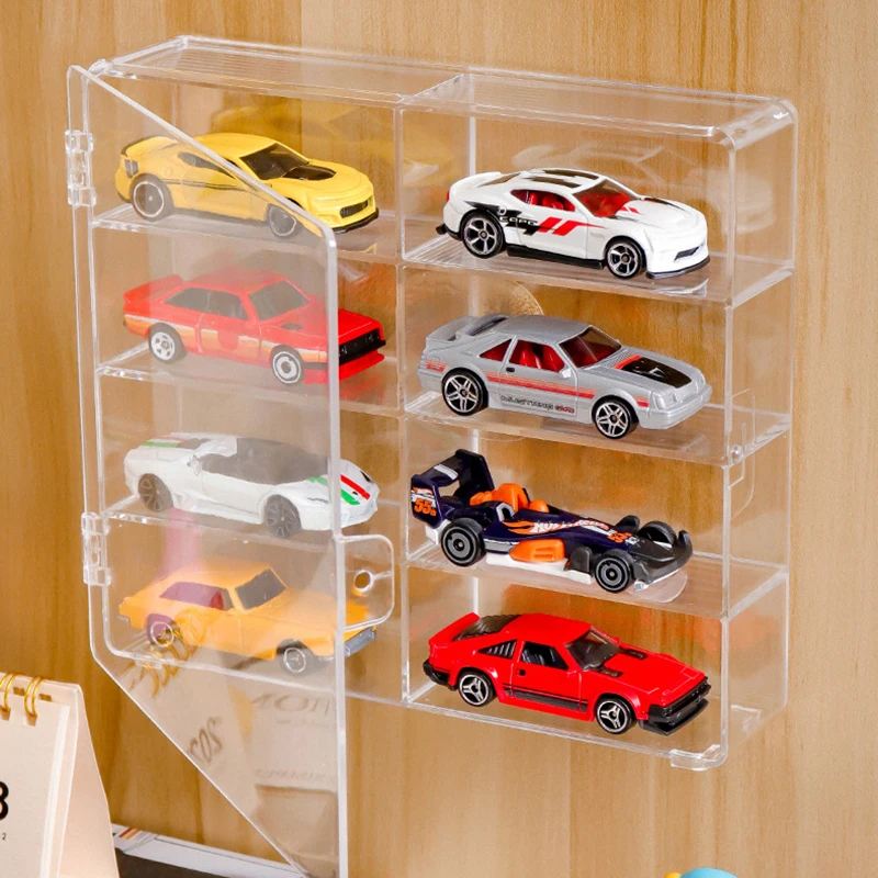 1:64 Acrylic Car Display Box For Car Model Toy Cabinet Rack Dustproof Car Non Punching Adhesive Wall Transparent Display Box