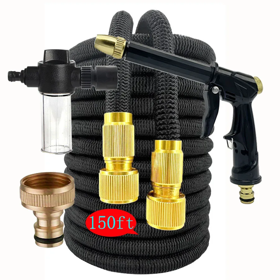25/150ft Garden Water Hose Expandable Metal Connector High Pressure TPE Reel Magic Water Pipes for Garden Hose Farm Irrigation