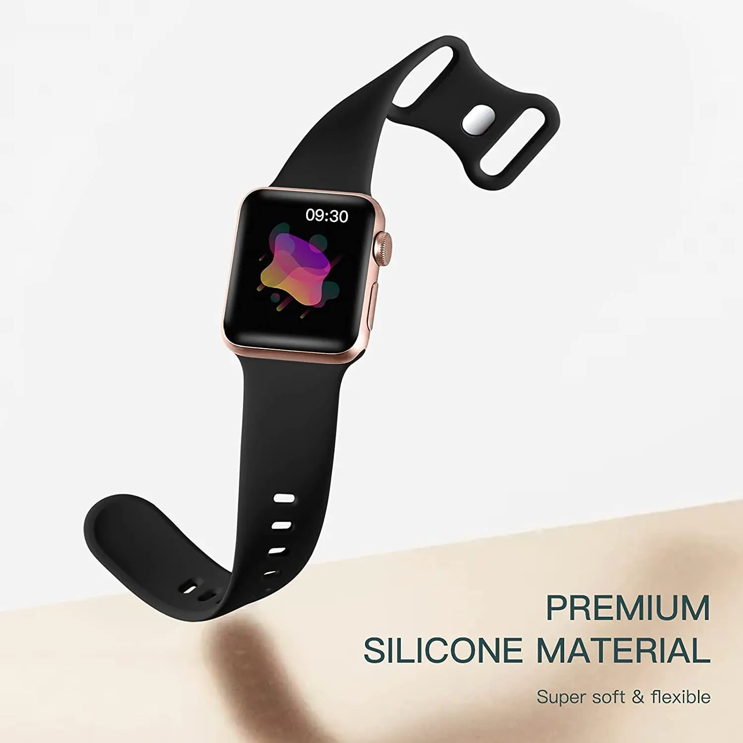 Correa de silicona para Apple Watch, pulsera deportiva de goma, 44mm, 40mm, 38mm, 42mm, Series 7, 6, 5, 4, 3, SE