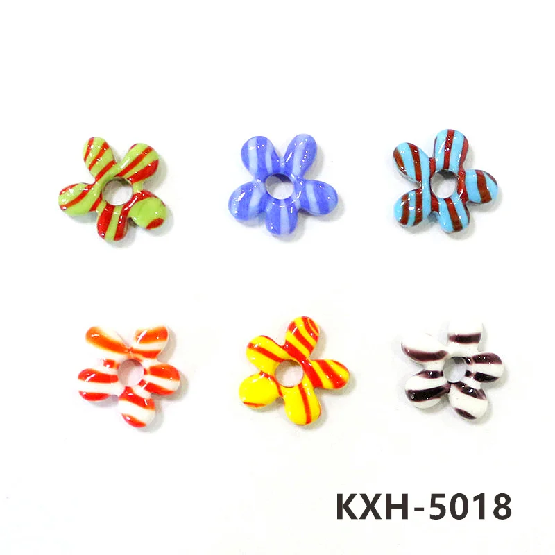 6pcs Colorful Lovely Irregular Shape Flower Charm Glass Pendant Wedding Party Decor Supplies DIY Girl Jewelry Making Accessories