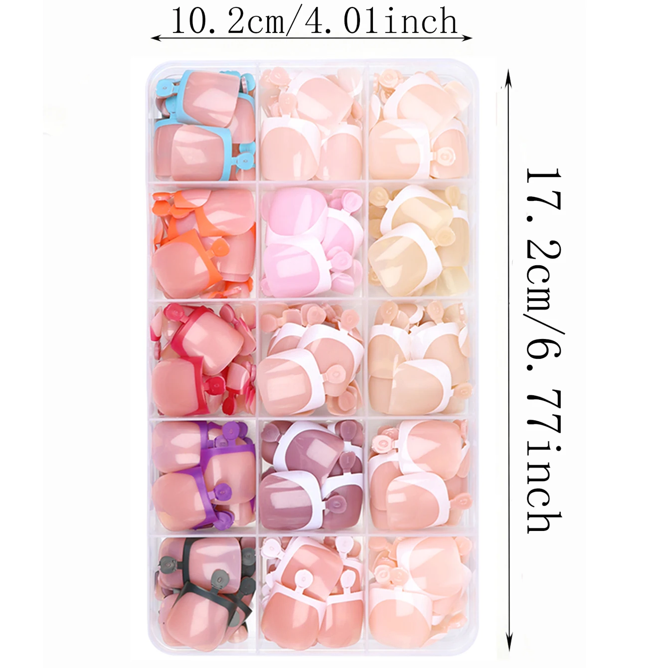 360PCS Short Square White French False Nails 12 Nude Tones Full Cover Glossy Fake Nails With Storage Box Manicure Supplies - view 4