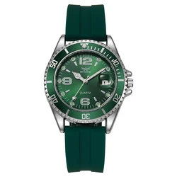 Cross border foreign trade new green water ghost silicone calendar night light leisure sports business men's quartz watch in sto