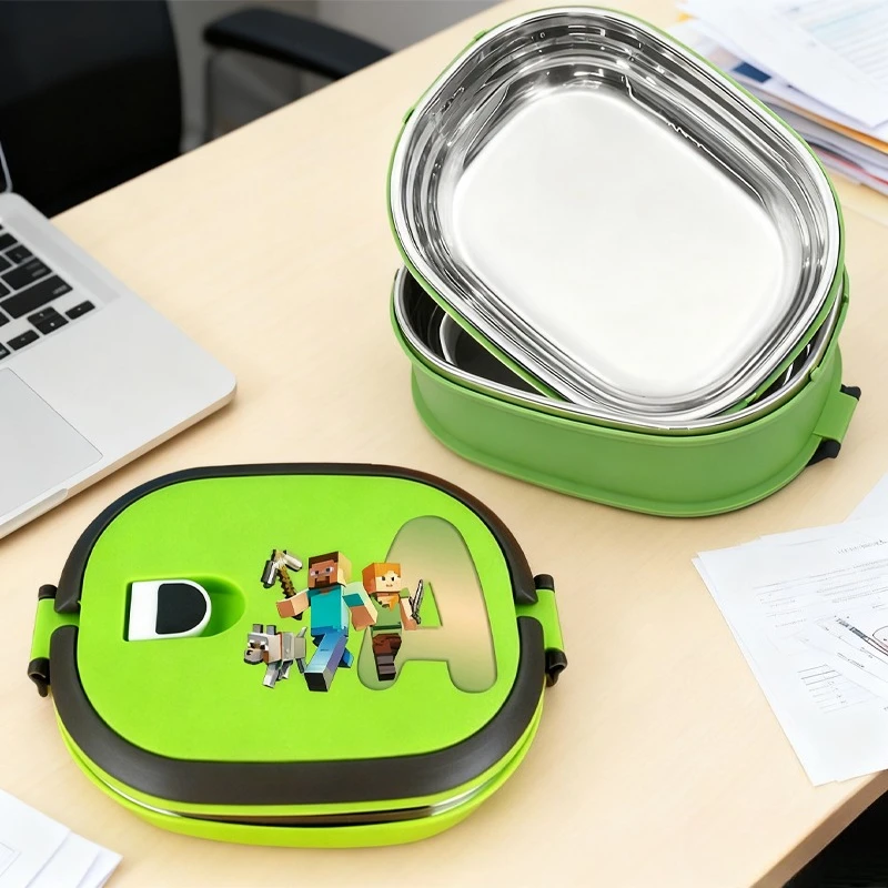 

Game Theme Boys Children Insulation Lunch Boxes Minecrafted Stainless Steel Bento Box Letters Toast Box Food Container Lunch Box