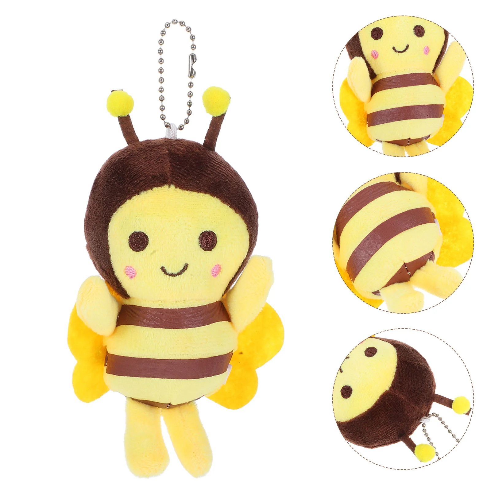 

Bumble Little Bee Pendant Locket Keychain Decor Specimen Yellow Plush Ornament Stickers for Girls