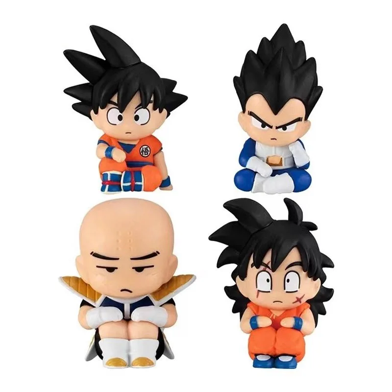 Bandai Genuine Dragon Ball Gashapon Toys Sitting Style Anime Character Son Goku Vegeta Yamcha Figure Model Children's Gifts