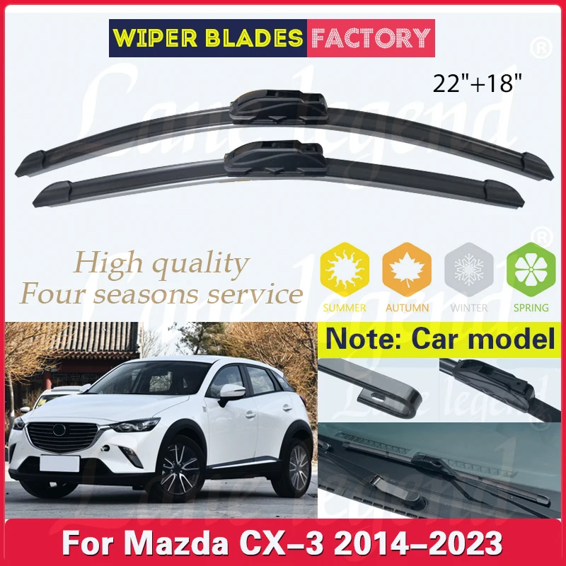 

Car Front Wiper For Mazda CX-3 CX3 2014 - 2023 2018 2019 2020 2021 2022 Soft Rubber Windscreen Windshield Wiper Blades 22"+18"