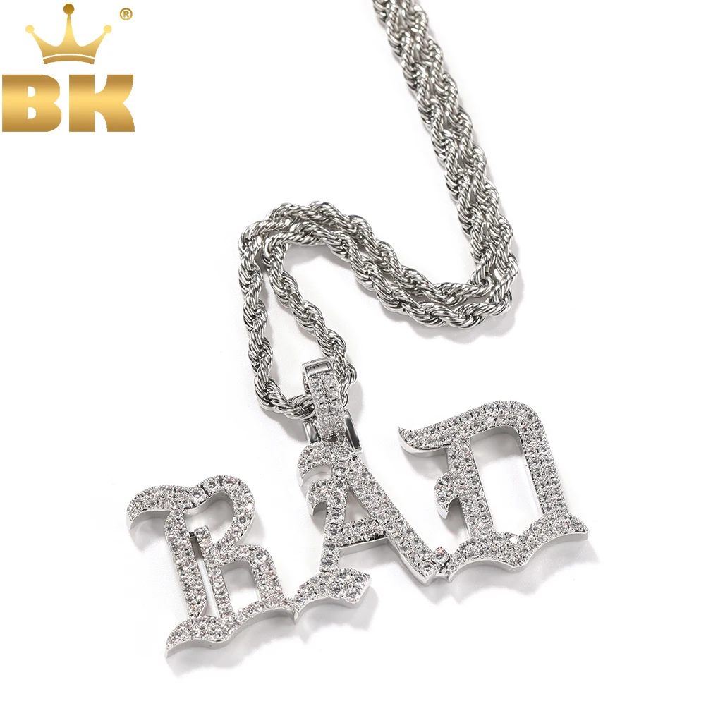 

TBTK Custom Vintage Old English Name Necklace Micro Paved CZ Personalized Initial Letter Pendant Chain Necklace Hiphop Jewelry