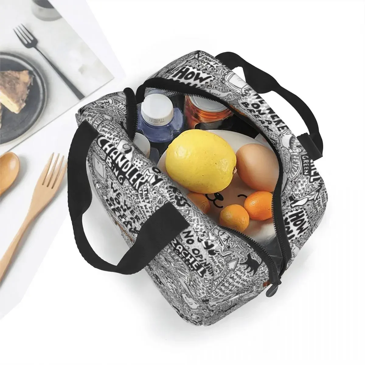 U N A G I Friends Insulated Lunch Bag High Capacity Meal Container Cooler Bag Tote Lunch Box Work Picnic Bento Pouch