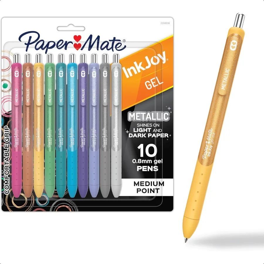 

Гелевые ручки InkJoy, металлические ручки, выдвижные, средние, 0,8 мм, разные цвета, 10 шт.