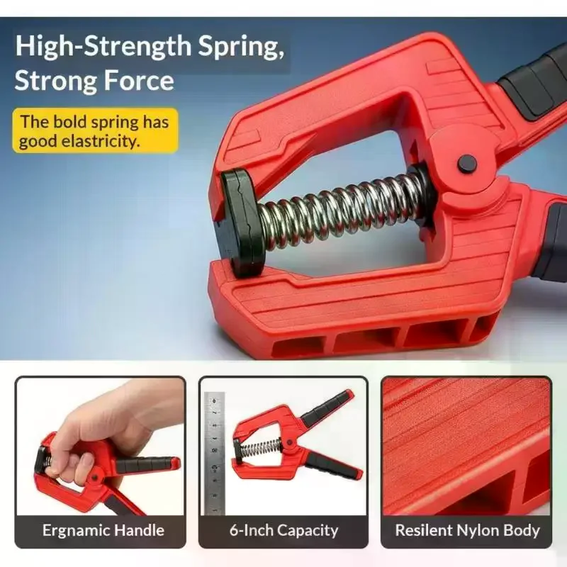 Heavy Duty A Type Nylon Spring Clamp 6 Inch Non-slip Strong Grip Woodworking Clip for Paper Fabric Craft Cutting