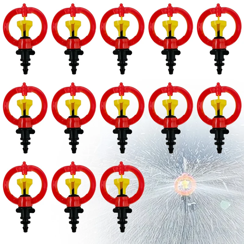360 Refraction Micro Nozzle Garden Drip Irrigation Misting System Hanging Humidifier Sprayer w 4/7mm Barb