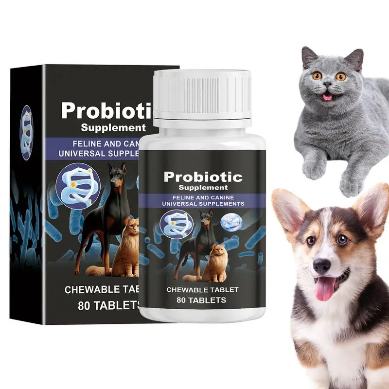 Dog Probiotic Supplements Nutritional Dog Supplements 80 Chewable Tablets for Cats and Dogs Promotes Health in Pets