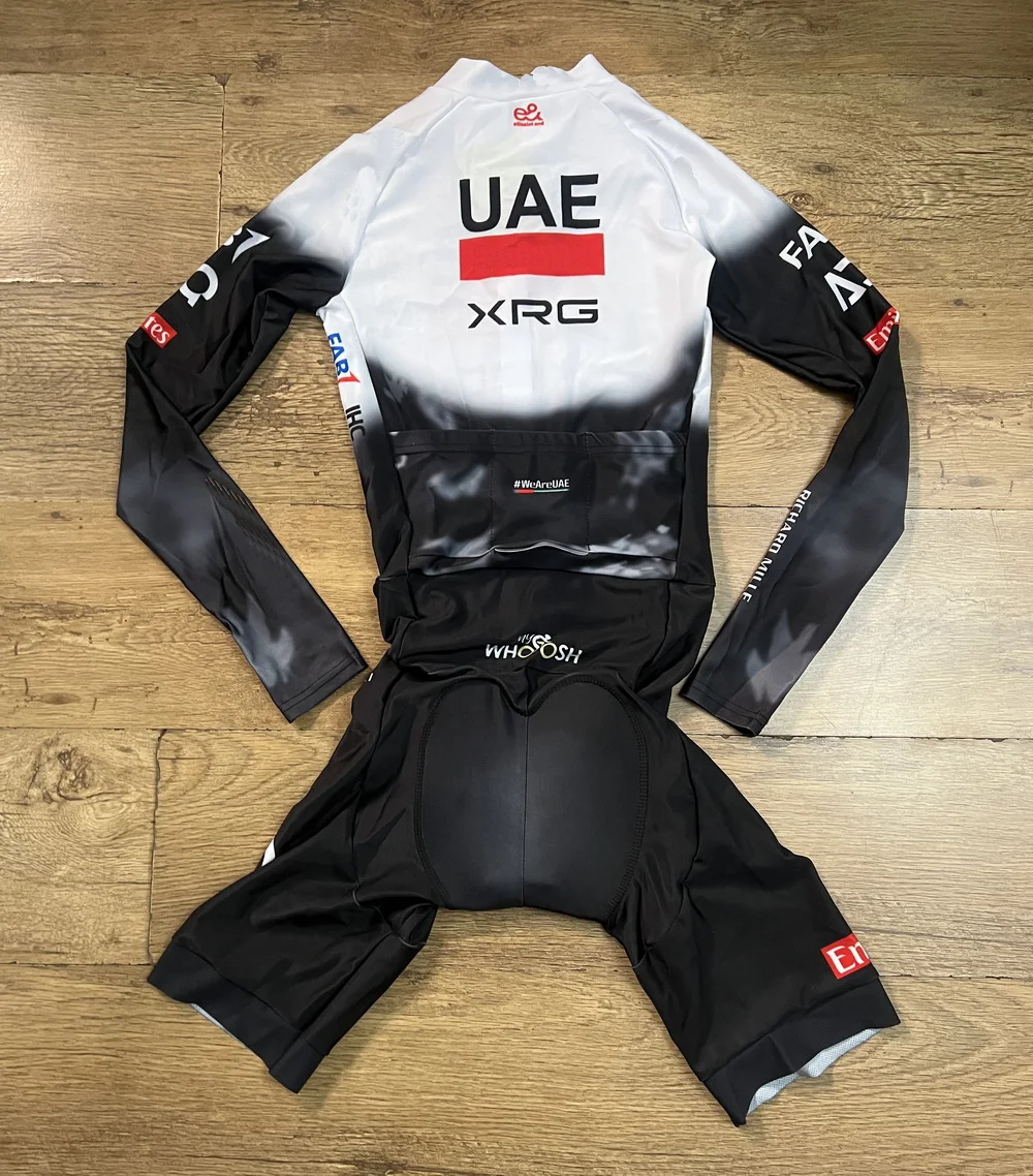 LASER CUT Skinsuit 2025 UAE XRG TEAM Bodysuit LONG SLEEVE Cycling Jersey Bike Bicycle Clothing Maillot Ropa Ciclismo