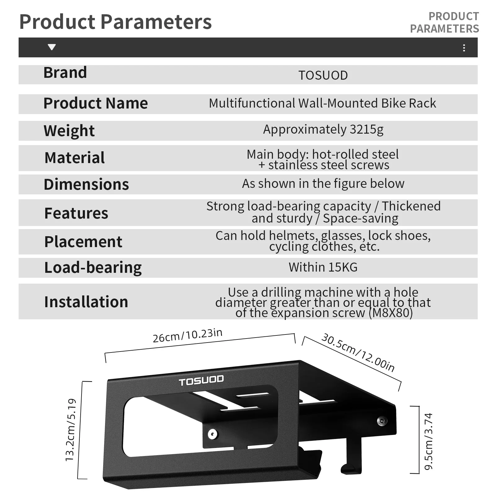 TOSUOD Fahrrad-Ausstellungsständer, wärmgerolltes Stahlmaterial, robust und praktisch für Straßen- und Mountainbike-Wandhalterung für Fahrräder – Detail 1