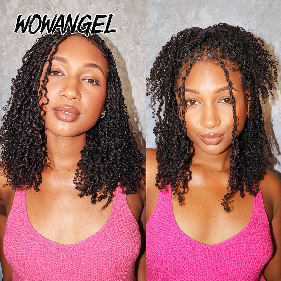 WOWANGEL Afro Kinky Curly Ganchillo de Plumas Extensiones de Cabello Humano Pre-Bucle Micro Anillo Extensiones de Cabello Reutilizables Sin Pegamento Sin Calor 2