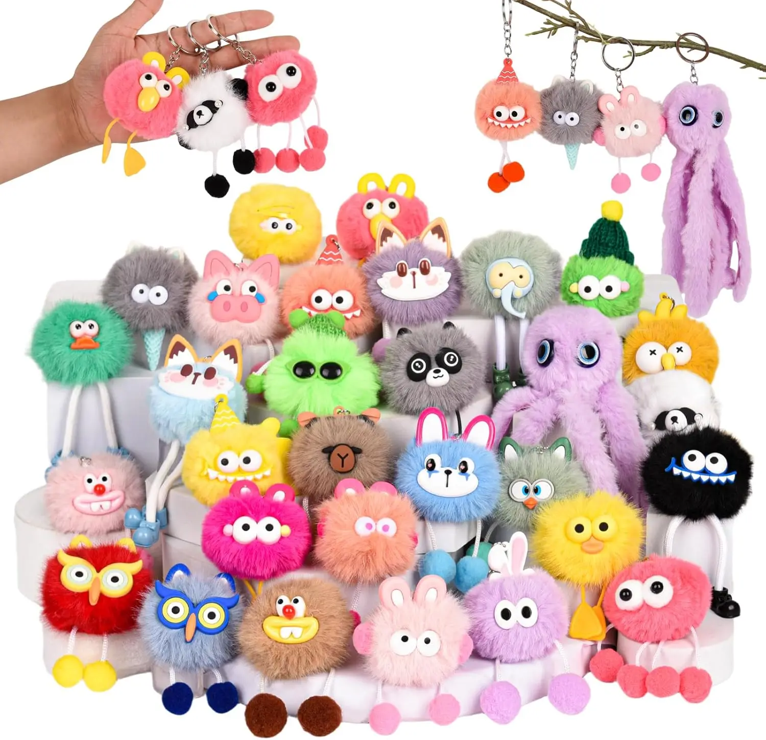

30 Pcs Cute Plush Keychains Bulk for Birthday Goodie Bags Party Favors
