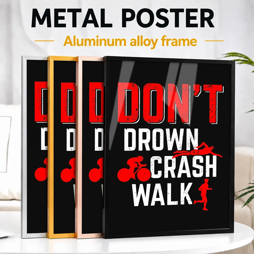 Triathlon Athlete Framed Metal Print Customized Photo Dynamic Multi Sport Style Wall Art For Living Room Special Finisher Gift