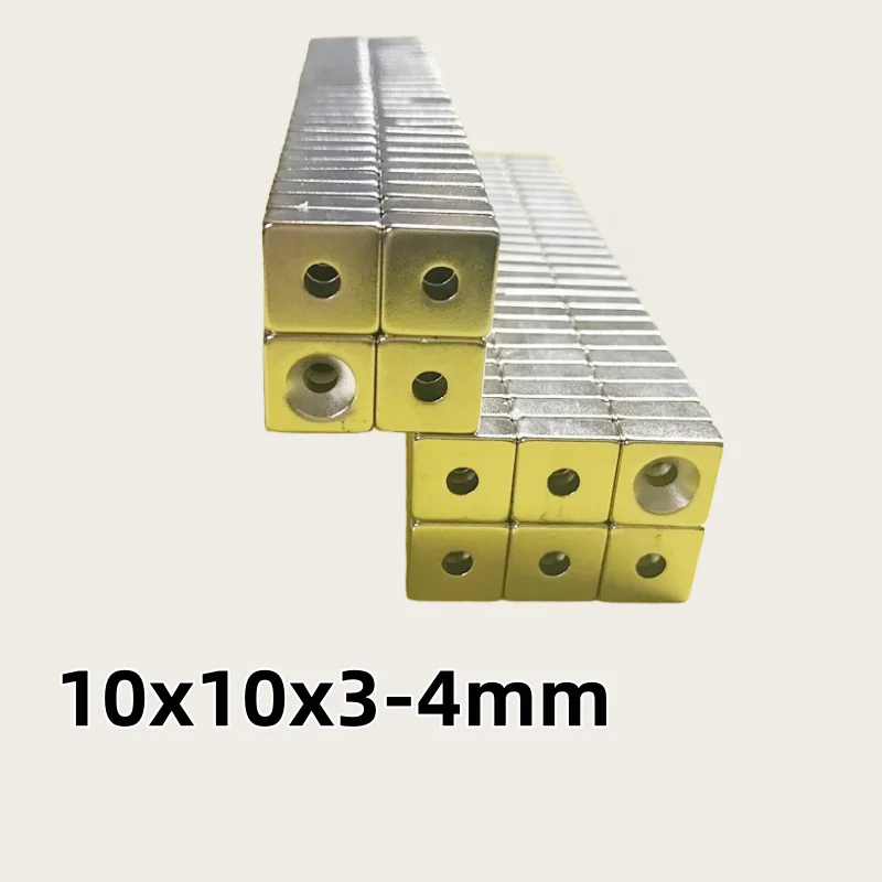 10x10x3-4mm Block Magnet With Hole Quadrate Magnet 10*10*3-4mm For Home Refrigerators, Offices DIY