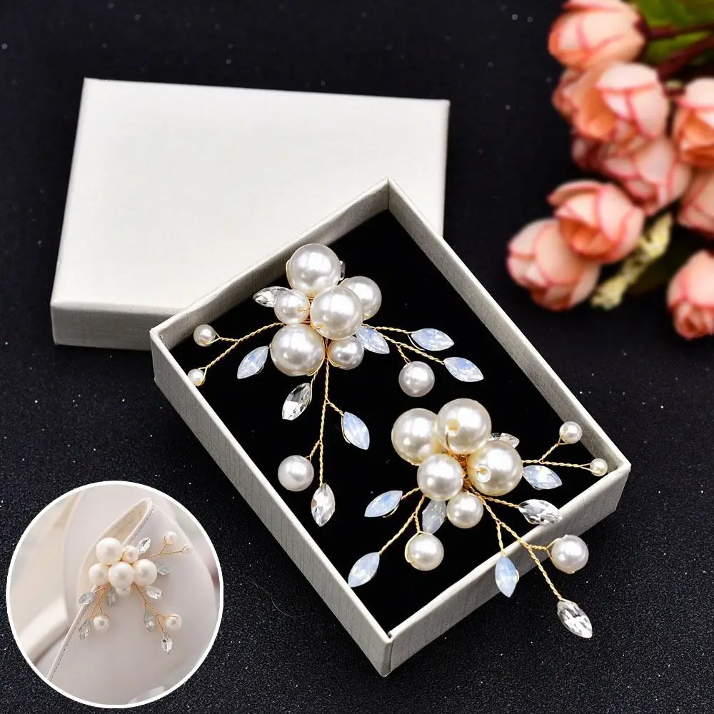 1 زوج DIY أحذية الزفاف اكسسوارات حجر الراين حبات اللؤلؤ عالية الكعب إبزيم حذاء أنيق انفصال أحذية الزفاف الديكور