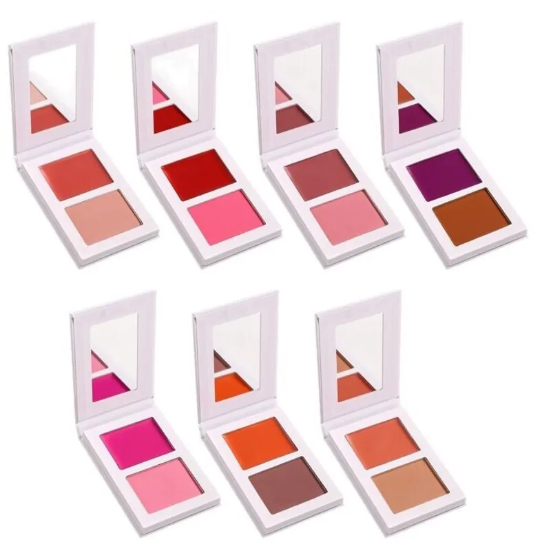 Two-color Blush Cream Body Powder Compact, Matte Cream Blush Mud Blush Cream