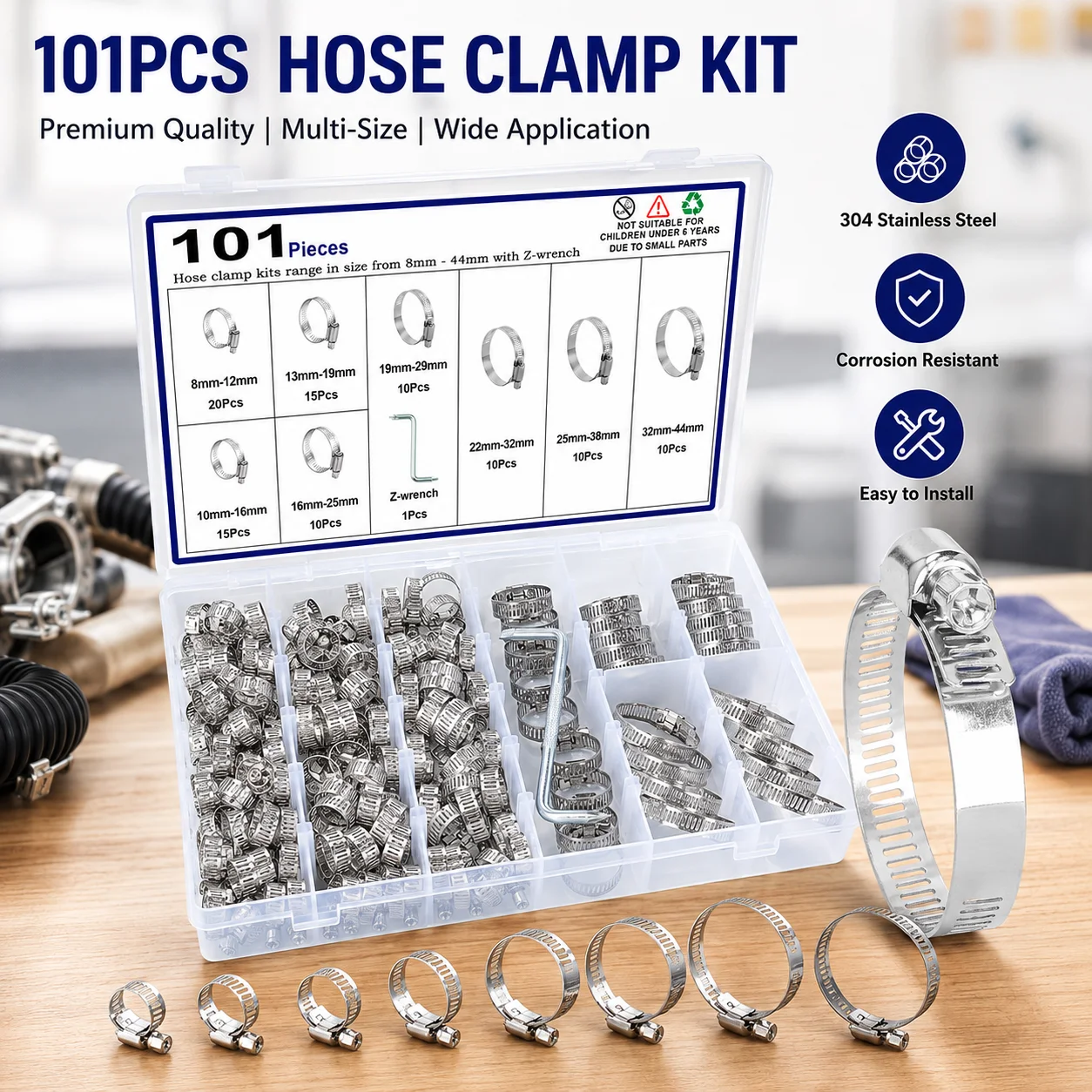 Adjustable Stainless Steel Screw Band Hose Clamps Car Fuel Tube Pipe Clamp Worm Gear Plier Tools Faucet Water Pipes Fasteners