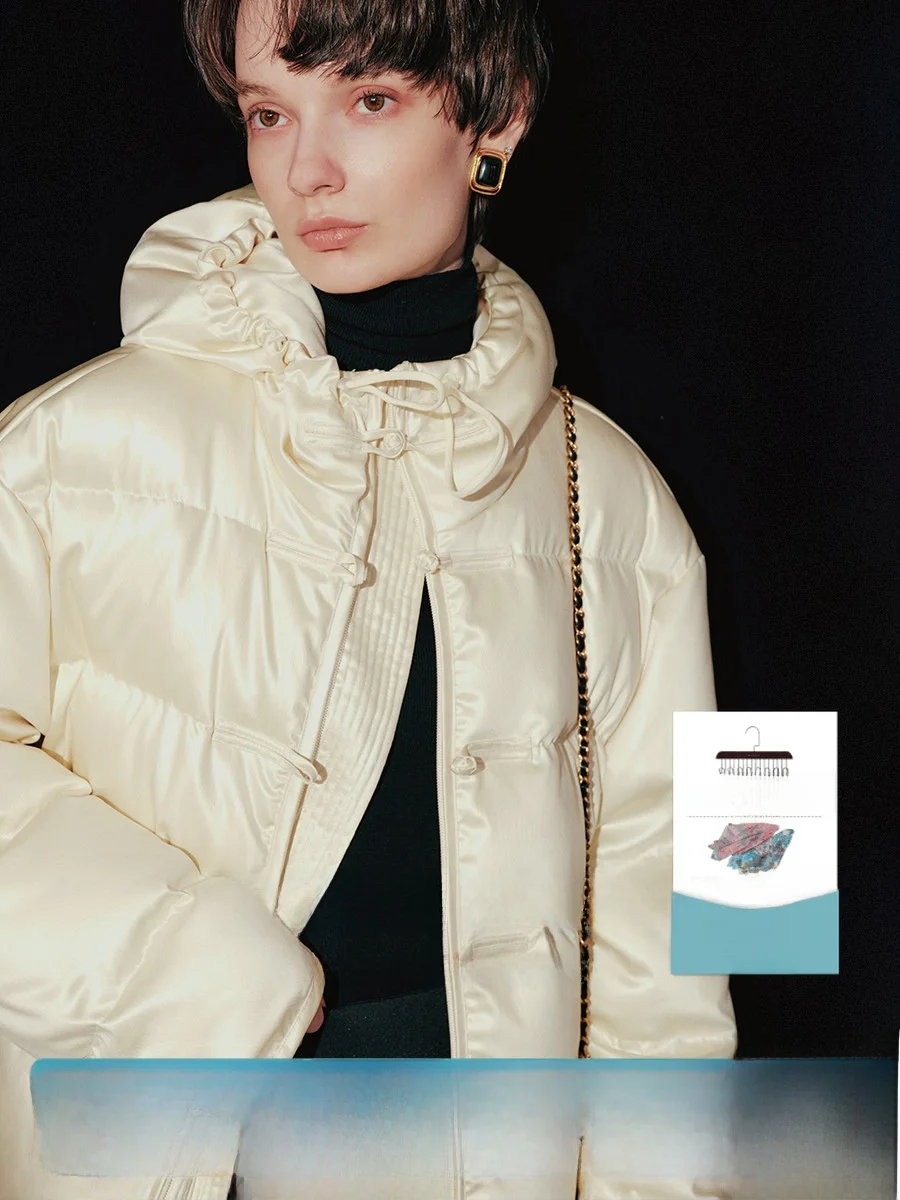 

Классический пуховик YASAKO из белого гусиного пуха с пуговицами, новый китайский стиль, легкий, теплый, женский, для повседневной носки