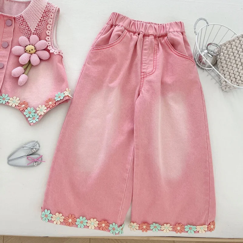 

2025Autumn Girls' Outfit New Fashionable Long Sleeve Base Shirt Vest Long Pants Toddler Three-Piece Set