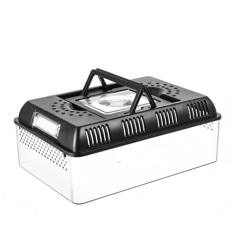 

Портативная переноска для животных с LED-подсветкой, увеличительным стеклом, защитой от побега, дышащая, для путешествий, для рептилий, змей, насекомых, цельный корпус из ПК/АБС-пластика