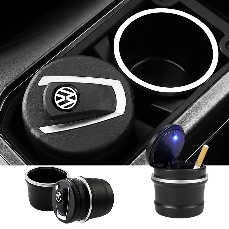 Portable Car LED Ashtray Auto Ashtray Cigarette Ash Holders Cup For Volkswagen VW R-line GTI UPi Golf Passat Jetta Touran CADDY