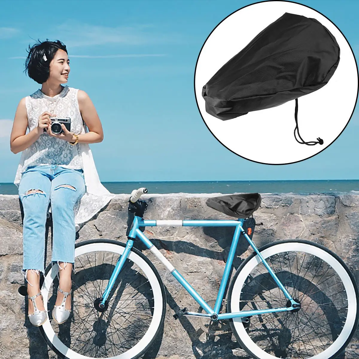 

Bike Seat Protective Cover Durable Lightweight Waterproof Rainproof Cover for Bike Saddle Practical Protective Use
