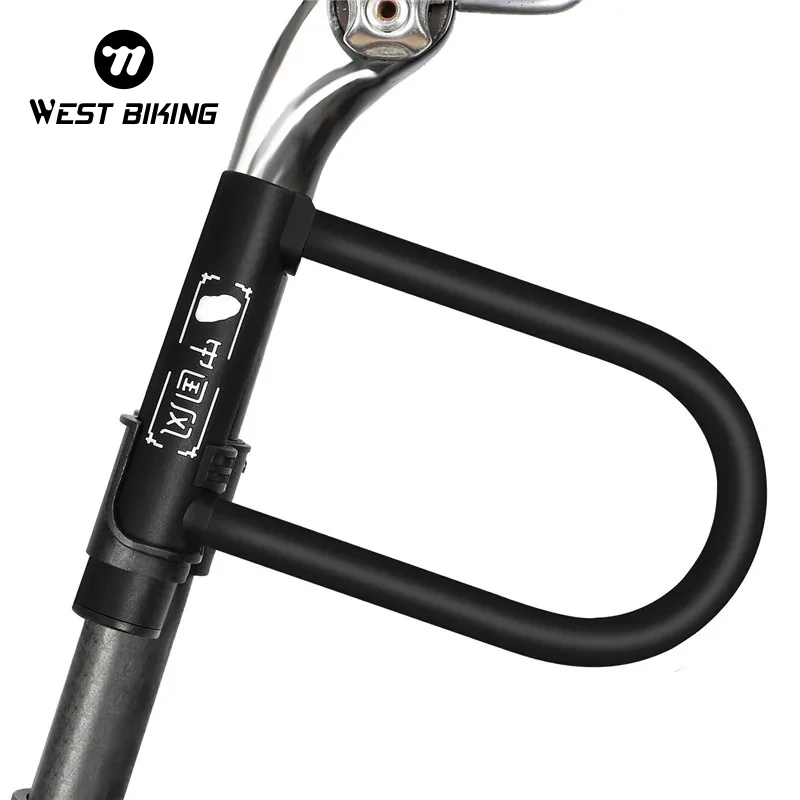 WEST BIKING Bold Bike U Lock Zinc Alloy Lock Core Bicycle Lock MTB Road Bike Motorcycle Lock Anti-Theft Bike Lock With Bracket