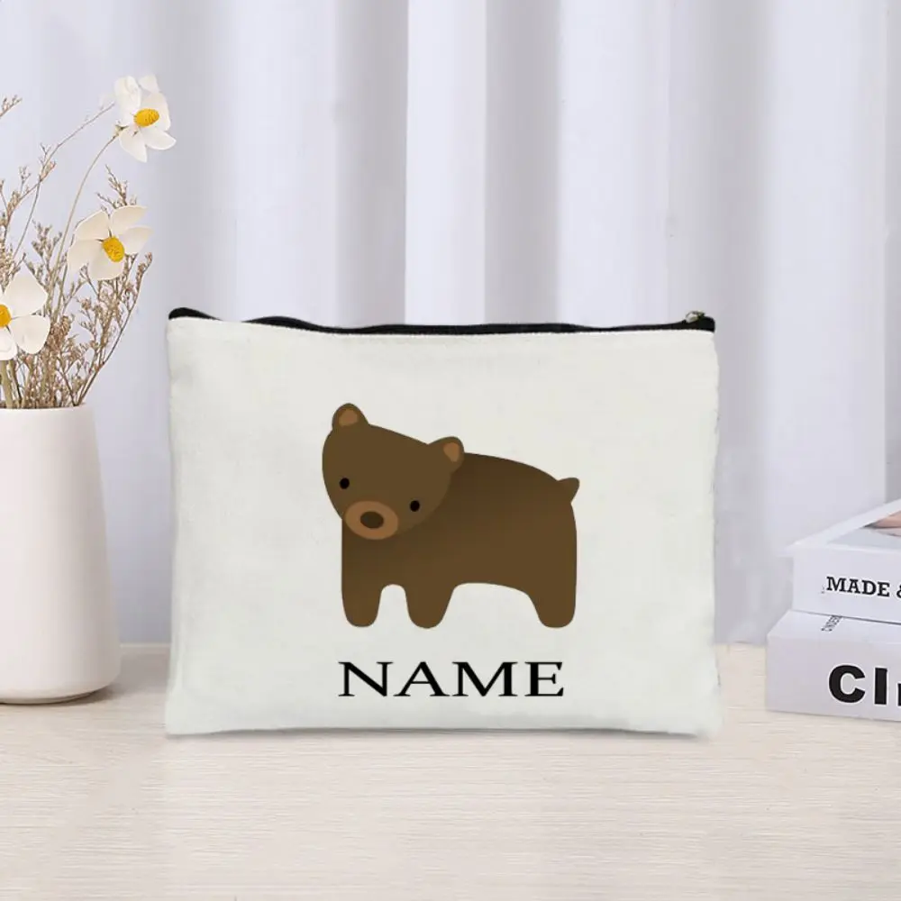 Name Customization Washbag Cute Women\'s Cosmetic Bag Animal Makeup Storage Organizer Teacher Appreciation Gifts Make Up Bag Bags