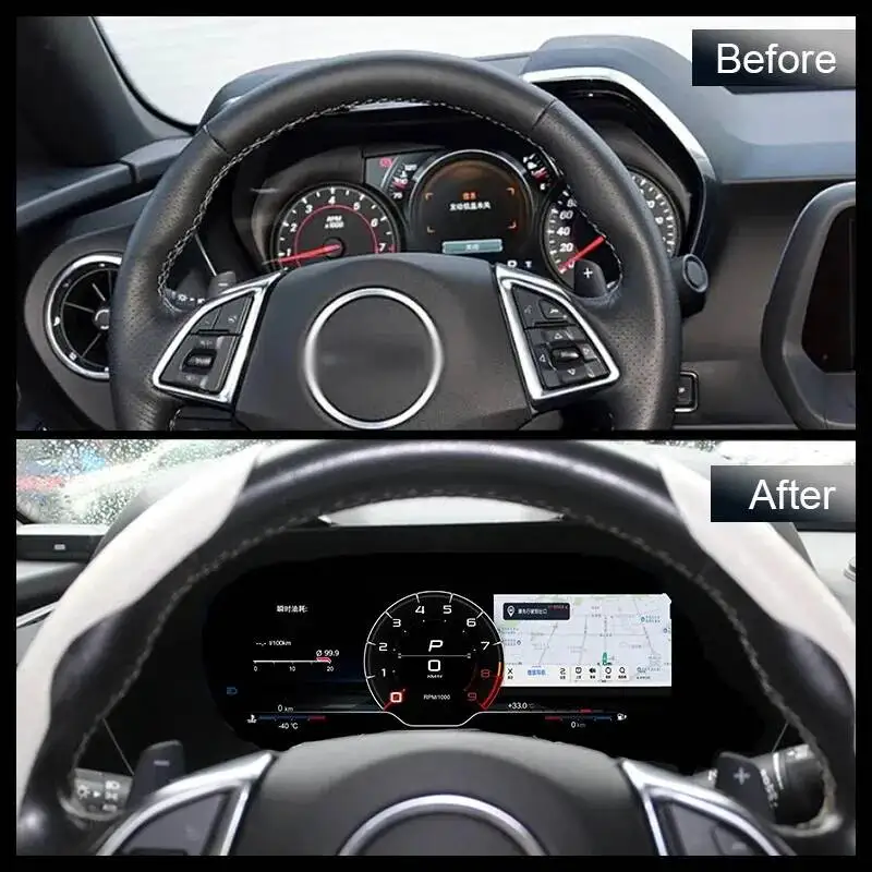 Y 12.3-inch Digital LCD Instrument Cluster For 5th-generation Camaro Featuring A Bumblebee UI Supporting CarPlay Car Accessories